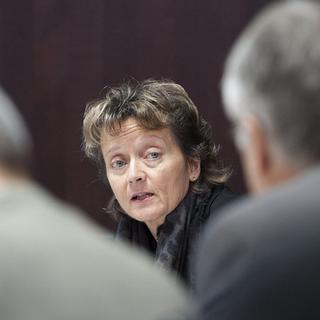 La conseillère fédérale Eveline Widmer-Schlumpf (ici au Conseil des Etats, le 21 septembre) veut se concentrer sur son travail et non sur sa réélection. [Lukas Lehmann]