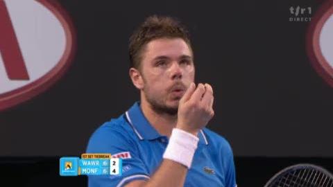 Tennis / Open d'Australie: Premier set accroché entre Wawrinka et Monfils. Le Français craque dans le tie-break et le Vaudois passe finalement l'épaule 7-6