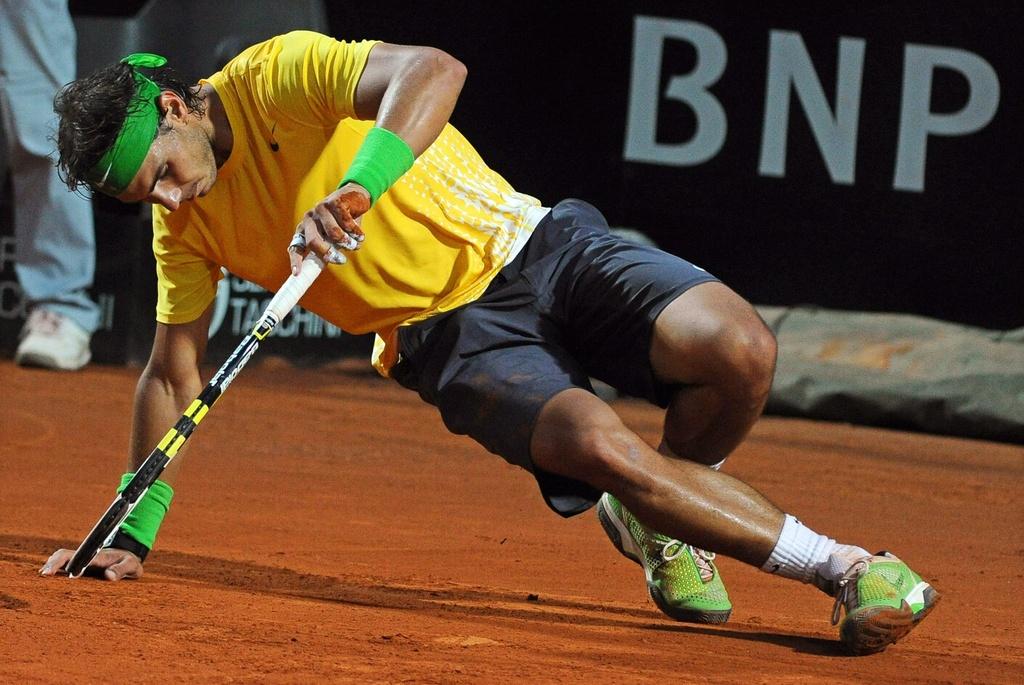 A terre en finale du Masters 1000 de Rome face à Djokovic, Nadal aura à coeur de se relever dans son jardin. [KEYSTONE - Claudio Onorati]