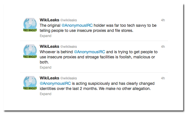 Wikileaks a lancé des accusations à peine cachées contre le compte @AnonymousIRC.