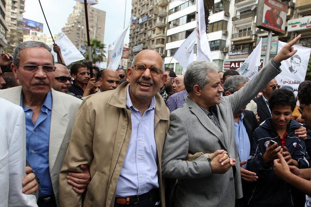 L'opposant Mohammed El-Baradei, ancien directeur général de l'Agence internationale de l'énergie atomique a participé aux manifestations au Caire. [KEYSTONE - STR]