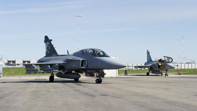 Le Gripen en mai dernier sur la base aérienne suédoise de Linkoeping. [VBS]