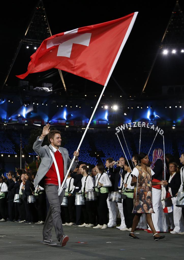 Wawrinka a succédé à Roger Federer dans le rôle de porte-drapeau de la délégation suisse. [KEYSTONE - Matt Dunham]