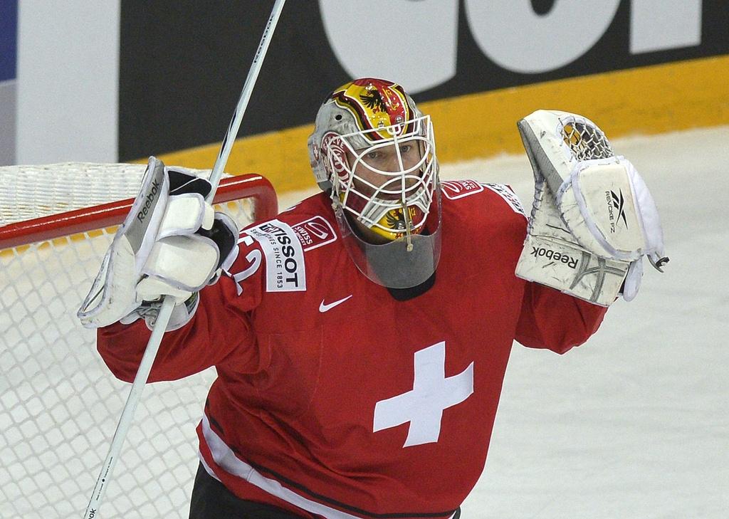 Le portier de Genève-Servette a été déterminant dans cette rencontre. [KEYSTONE - Peter Schneider]