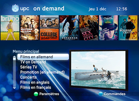 L’offre propose des films HD, des séries, des concerts. [Cablecom]