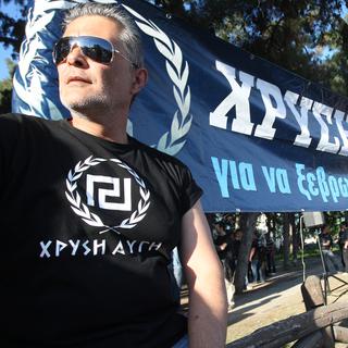Militant d'extrême-droite lors d'une manifestation en Grèce.