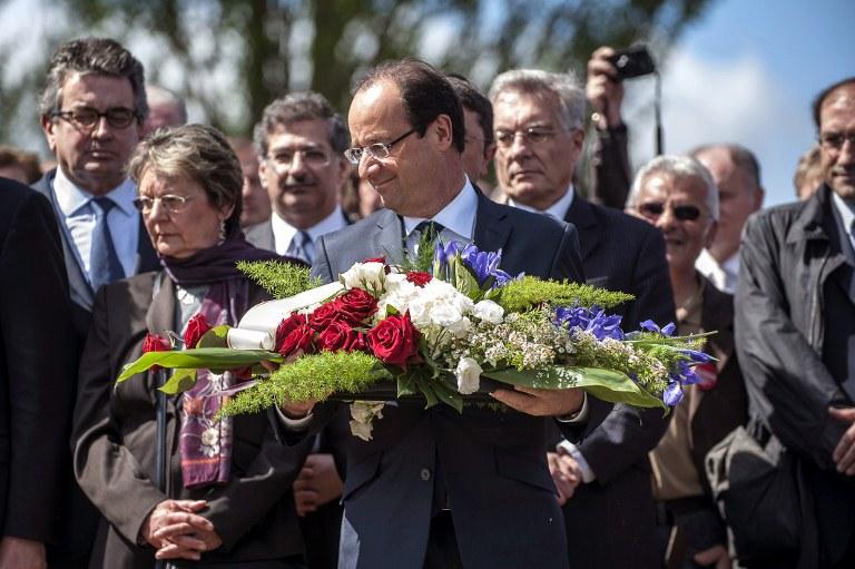 François Hollande a participé à une cérémonie en hommage à Pierre Beregovoy. [AFP - JEFF PACHOUD]