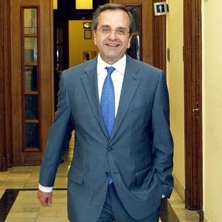 Antonis Samaras doit rencontrer le Président Karolos Papoulias pour former un gouvernement de coalition, ce mardi 8 mai 2012. [Pantelis Saitas]