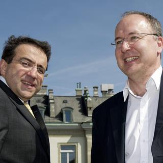 La lutte pour la présidence opposait Pascal Broulis à Pierre-Yves Maillard. [Jean-Christophe Bott]