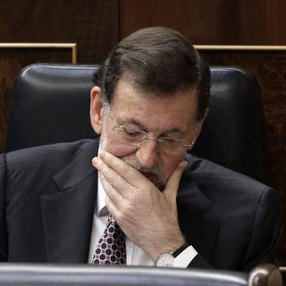 Le Premier ministre espagnol durant le débat sur le budget au parlement. [EPA/Keystone - Javier Lizon]