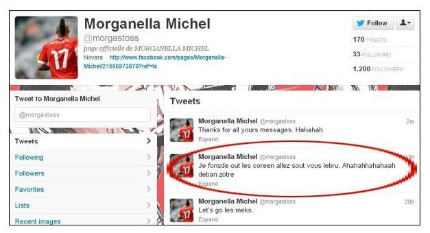 Les tweets de Michel Morganella (source: 20min.ch)