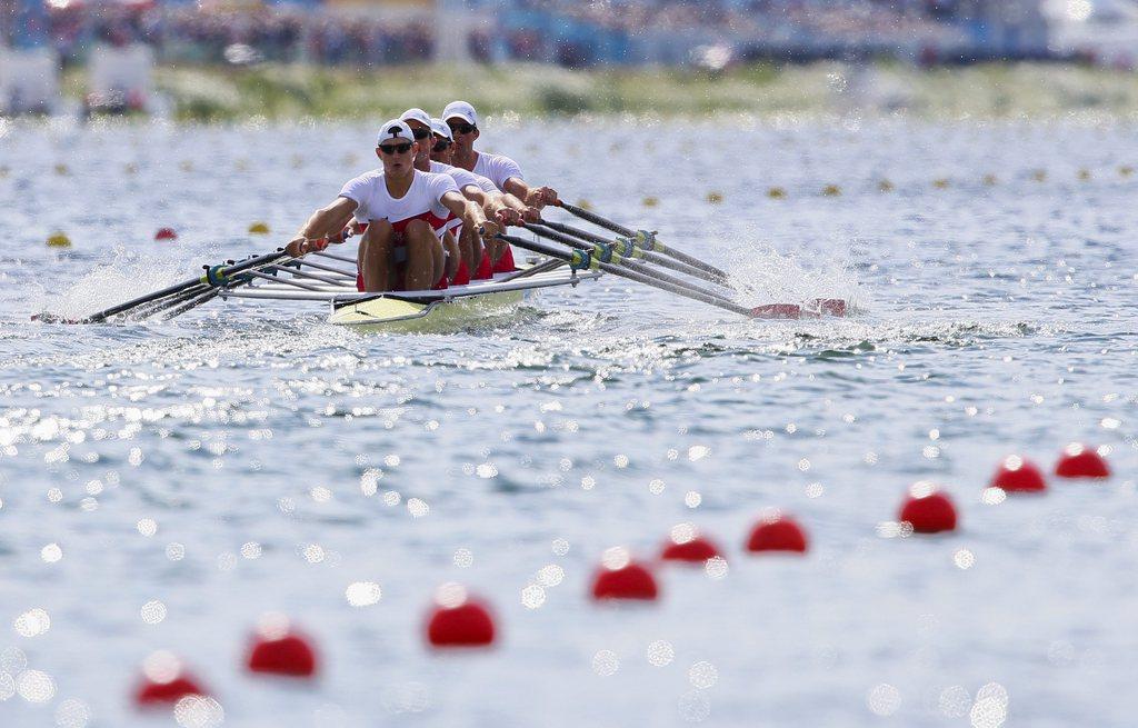 Largement dernier de sa demi-finale, le quatre de couple helvétique devra se contenter de la finale B... [Keystone - NIC BOTHMA]