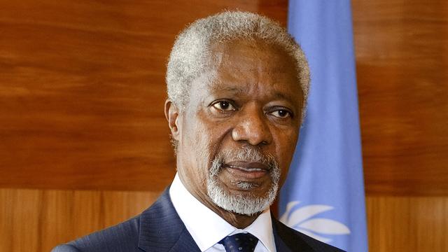 Kofi Annan estime que son plan de paix est "sans doute la dernière chance d'éviter la guerre civile" en Syrie. [AFP - Fabrice Coffrini]