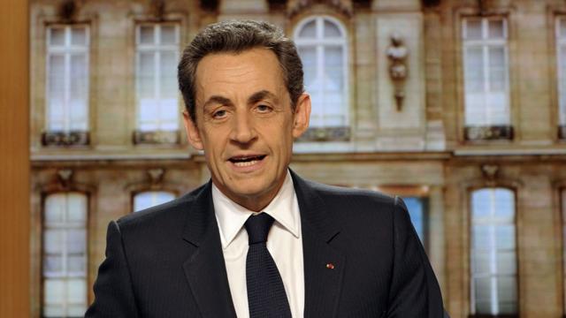 Nicolas Sarkozy lors de son intervention sur TF1, lundi 12 mars 2012. [Philippe Wojazer]