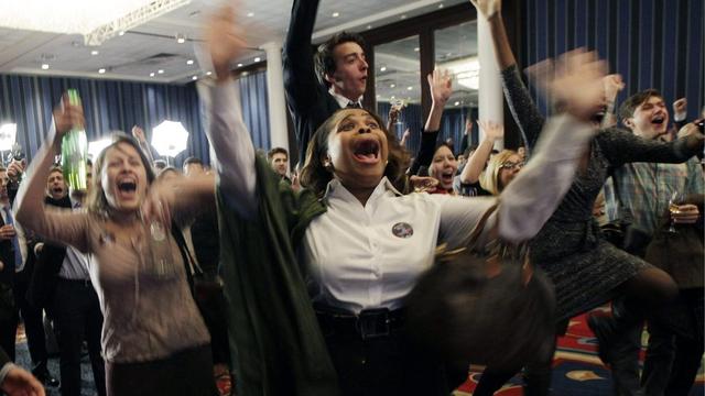 Au moment de l'annonce de la victoire d'Obama à New York.