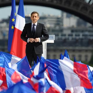 Nicolas Sarkozy ce 1er mai 2012 au Trocadéro. [Martin Bureau]