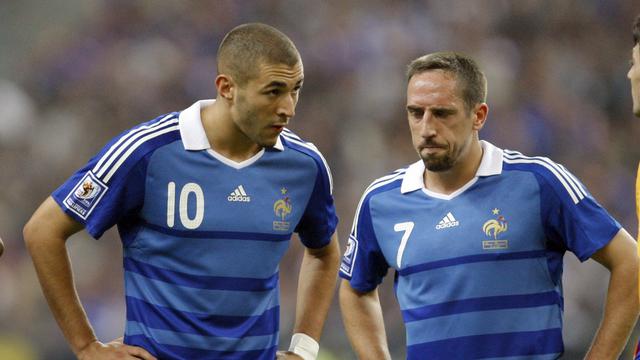 Karim Benzema et Franck Ribéry risquent trois ans de prison. [KEYSTONE - Christophe Ena]