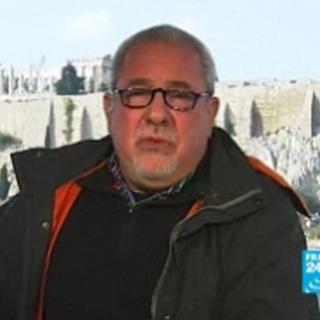 Nicolas Bloudanis, auteur de "Faillites grecques : une fatalité historique ?", interrogé sur France 24. [France 24]