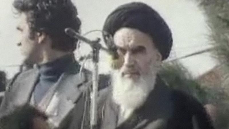 L'Ayatollah Khomeyni à son retour en Iran en 1979.