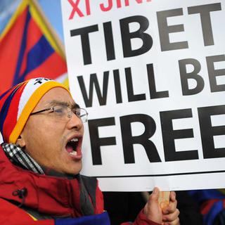 Un militant pro-tibétain manifestant la semaine dernière à Washington. [Jewel Samad]