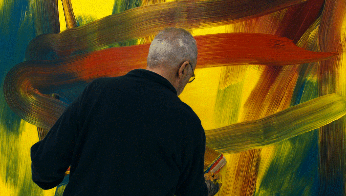 Le peintre Gerhard Richter en action. [gerhardrichterpainting.com]