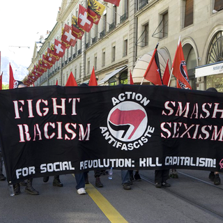 Antifascistes dans les rues de Genève en 2009. [Salvatore Di Nolfi]