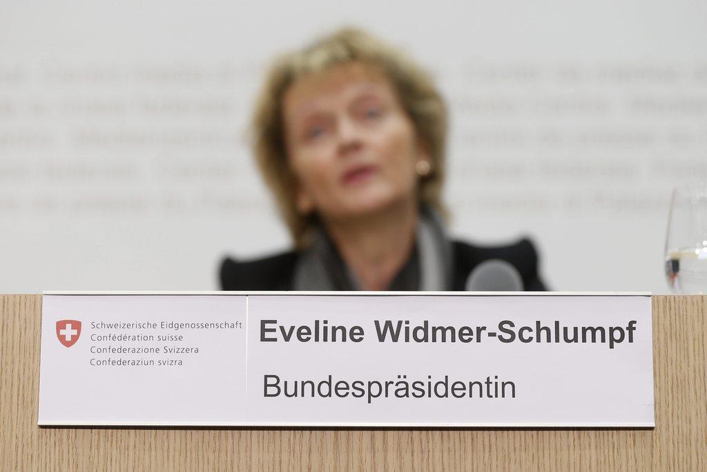 Eveline Widmer-Schlumpf a vécu une année présidentielle marquée du sceau de la fiscalité. [KEYSTONE - Peter Klaunzer]