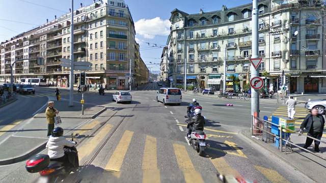 Le quartier de la Jonction à Genève, théâtre du braquage et de l'intervention de la police mardi vers 13 heures.