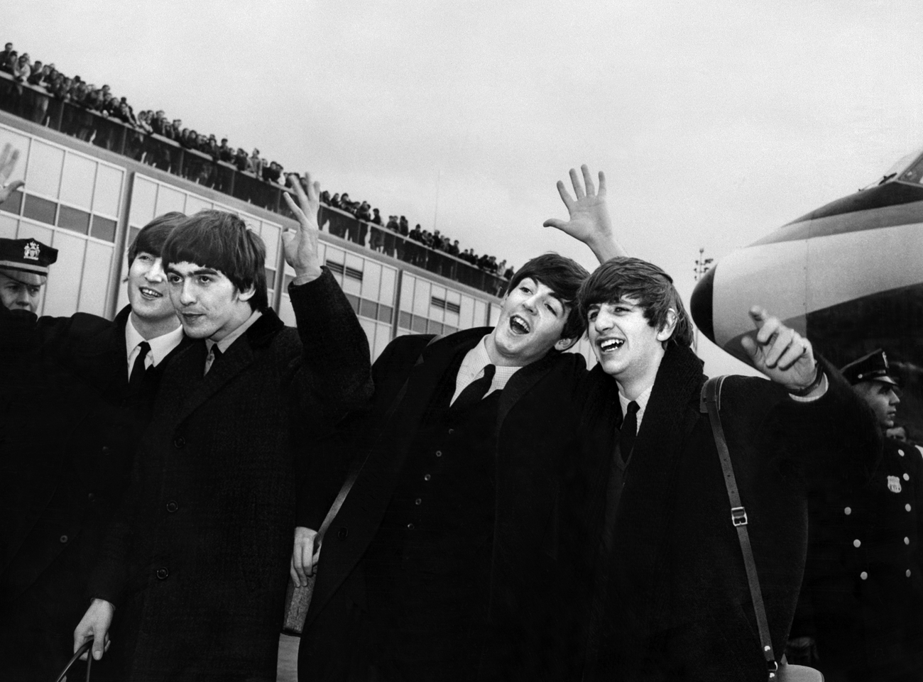 Les Beatles à leur arrivée à New York en 1964.