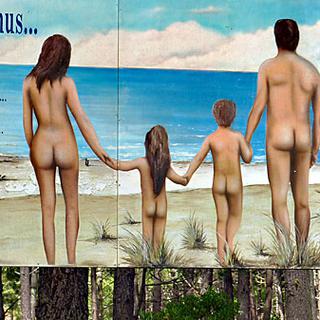 Vivre nu, pour les naturistes, c’est du bien-être à l’état pur. (affiche du domaine de de la Jenny, France)
