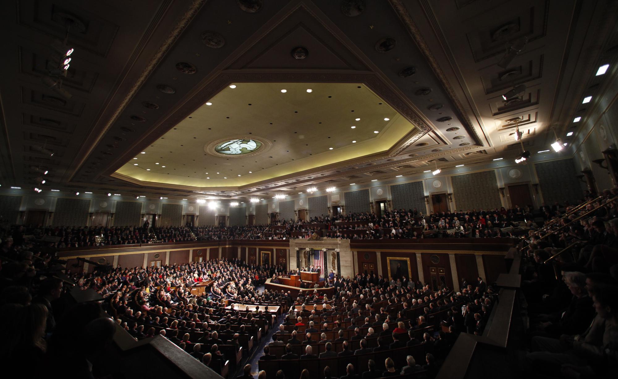 Le discours s'est déroulé dans la salle du Capitole à Washington. [REUTERS - Kevin Lamarque]