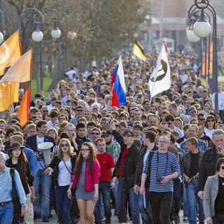 Défilé protestataire à Astrakhan, 14 avril 2012. [Vladimir Tyukaev]