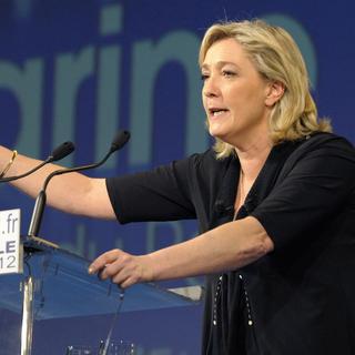 Les efforts de Marine Le Pen, candidate FN, lui ont permis de récolter les 500 signatures. Ici la candidate à Marseille le 4 mars 2012.