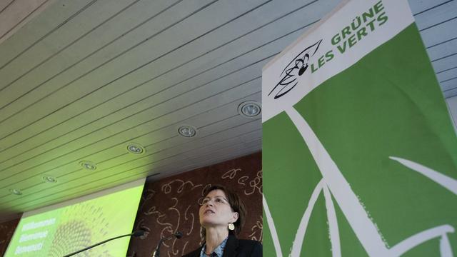 Regula Rytz lors de l'assemblée des délégués des Verts suisses, ce samedi 3 novembre à Bümpliz. [Peter Schneider]