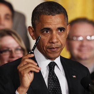 Barack Obama lors de sa première allocution depuis sa réélection à la présidence des Etats-Unis, le 6 novembre dernier. [Kevin Lamarque]