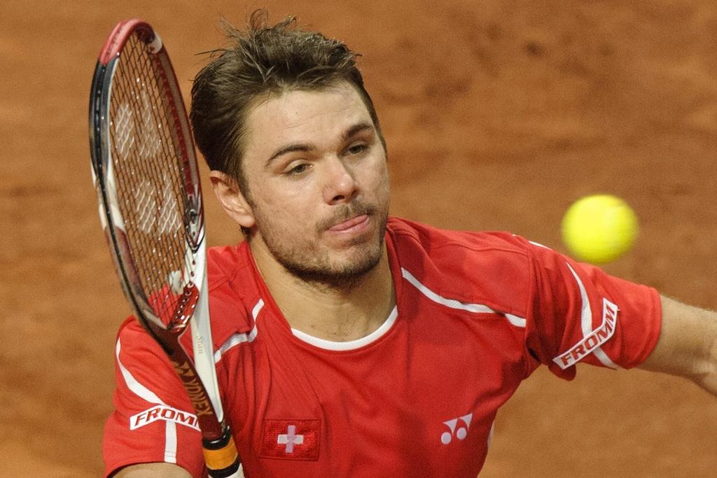 Stanislas Wawrinka, qui a dû laisser le 1er point aux Américains, semblait court physiquement en fin de match. [Keystone - Laurent Gillieron]