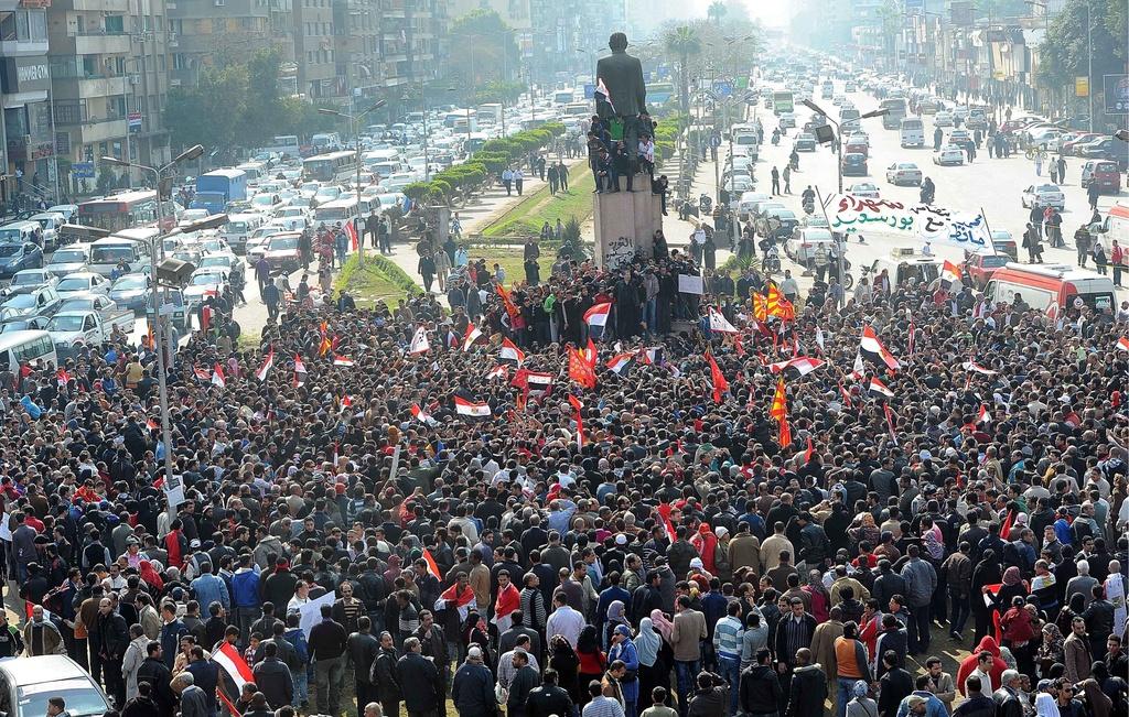 Une foule d'Egyptiens en colère s'est réunie sur la Place du Sphinx au Caire pour dénoncer les violences de Port-Saïd. [Mohamed Omar]
