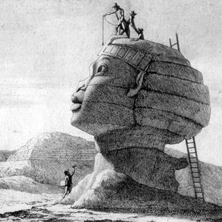 Le Sphinx étudié par les Français lors de l'expédition d'Egypte (1798-1800). Gravure extraite du "Voyage en Egypte" de Vivant Denon. [ROGER_VIOLLET]