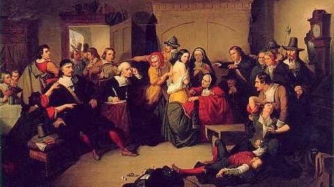 Cette peinture de Tompkins Harrison Matteson de 1853 représente le procès des sorcières de Salem.