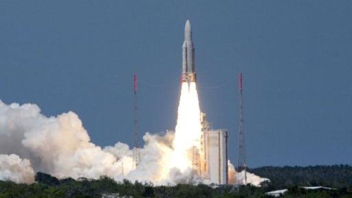 Le lancement d'une fusée Ariane V en décembre 2009 sur la base de Kourou en Guyane