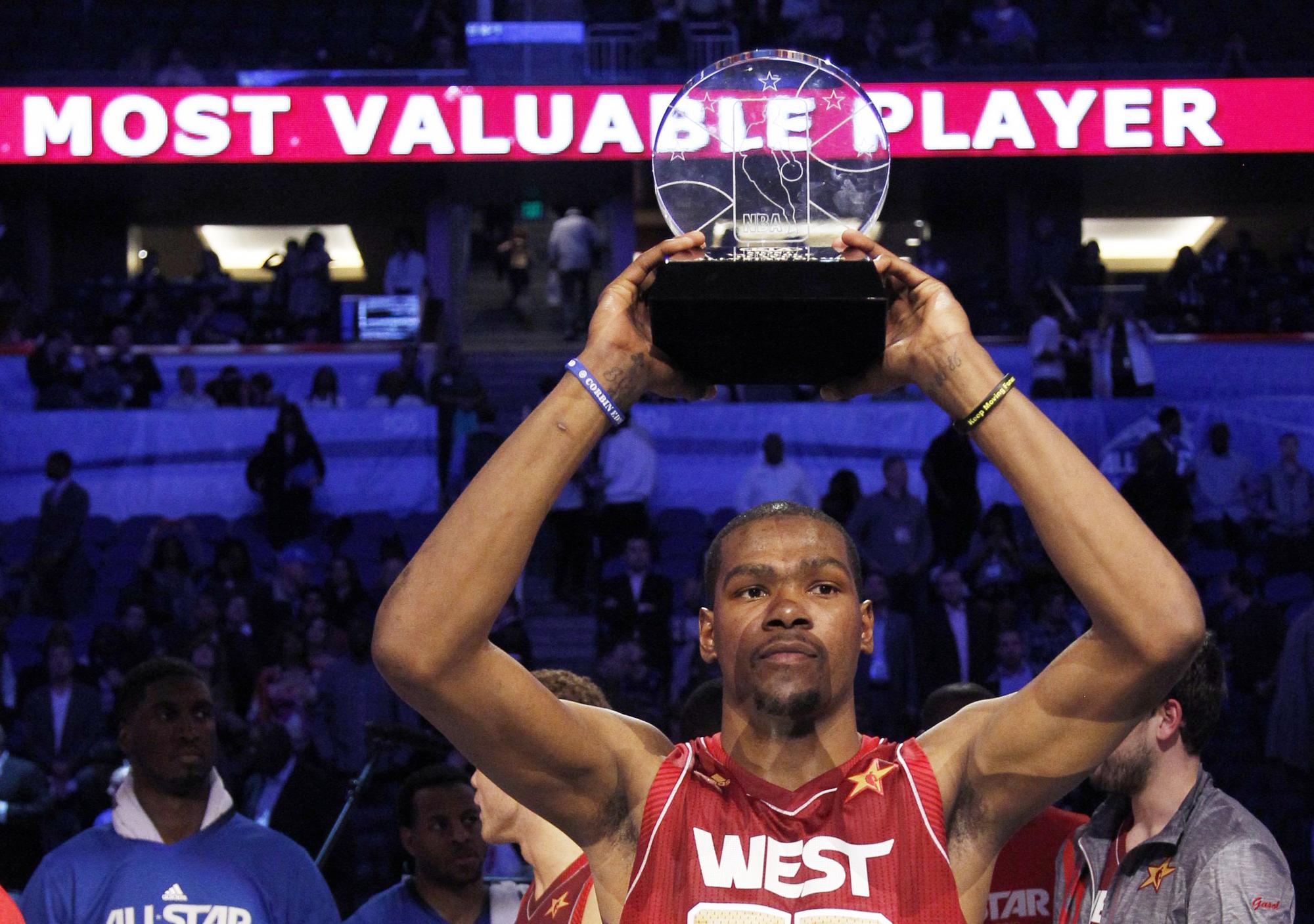 Kevin Durant a réalisé un rêve en devenant le MVP du All Star Game 2012 de NBA. [REUTERS - � Jeff Haynes / Reuters]