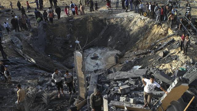 Les restes d'une maison à Gaza après un raid aérien de l'armée israëlienne. [EPA/ALI ALI]