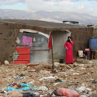 Près de Zahlé, dans la Bekaa, le camp de tente informel de Dalhaniye compte 120 tentes pour un total d’environ un millier de personnes. [Aude Markovitch]