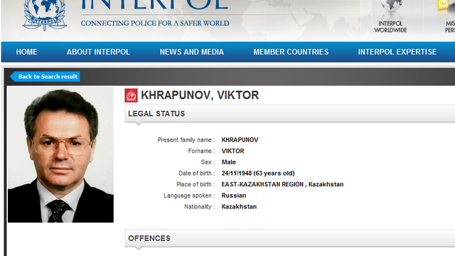 Viktor Khrapunov, ancien maire d'Alma-Ata, est recherché par Interpol.