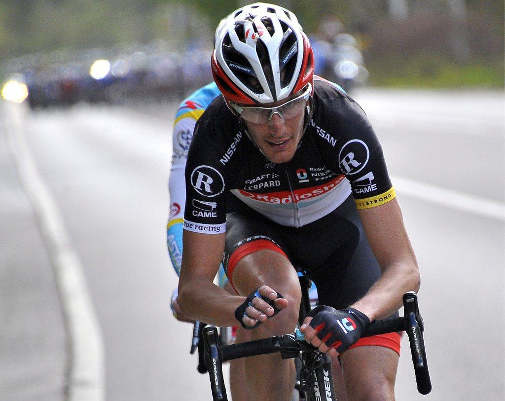 La roue n'a pas très bien tourné pour Andy Schleck en 2012... [Keystone - NICOLAS BOUVY]