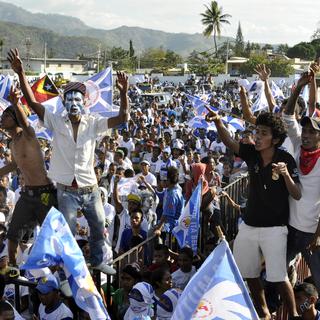 Des partisans du Parti démocratique ont défilé dans les rues de Dili le 4 juillet 2012. [Valentino de Sousa]