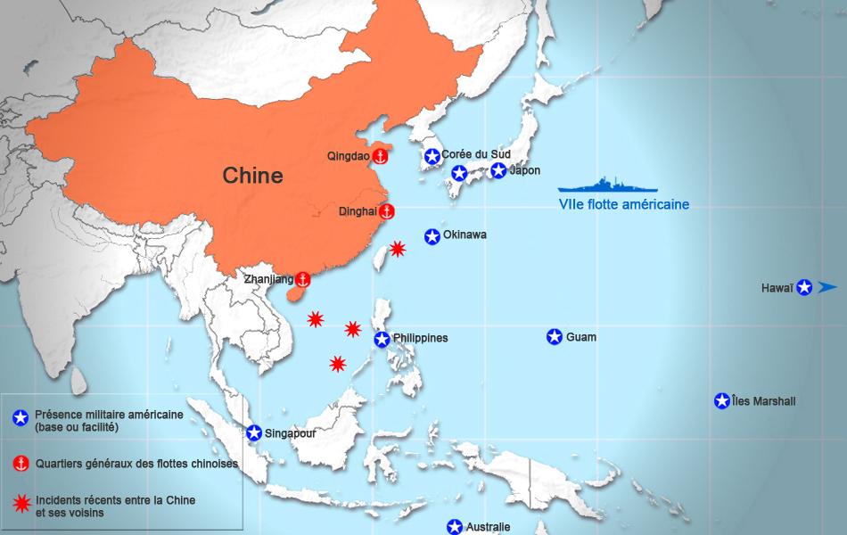 Chine - Etats-Unis: les forces en présence dans le Pacifique.