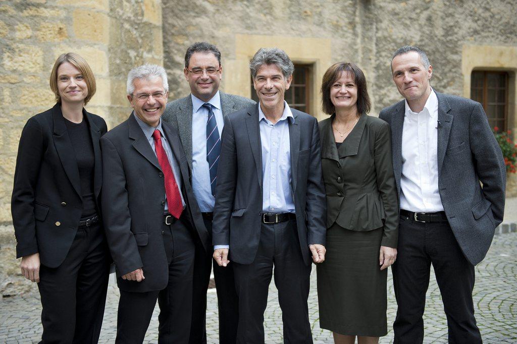 Le nouveau visage du Conseil d'Etat neuchâtelois, jusqu'en avril 2013. [Jean-Christophe Bott]