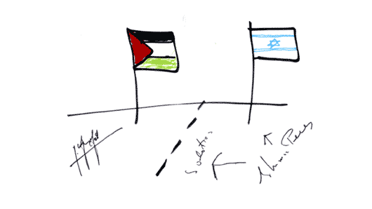 Dessin de 1992, cosigné par Yasser Arafat et Shimon Peres. [Plantu]