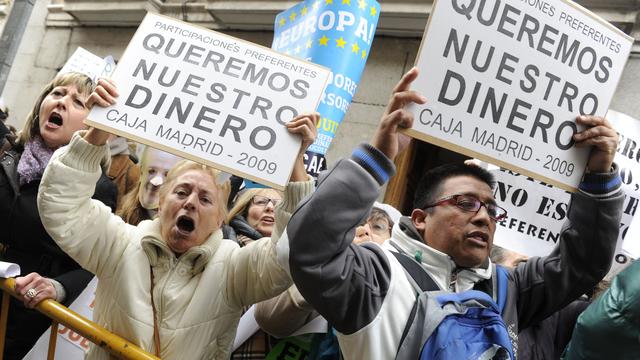 Manifestation de colère à Madrid, face à la situation de Bankia. [Eduardo Dieguez]